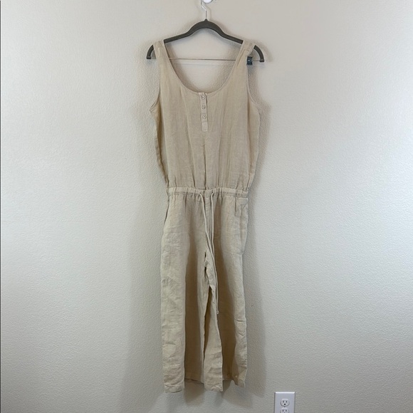 Cloth & Stone 100% Linen Beige Sleeveless Jumpsuit Small - Picture 1 of 9